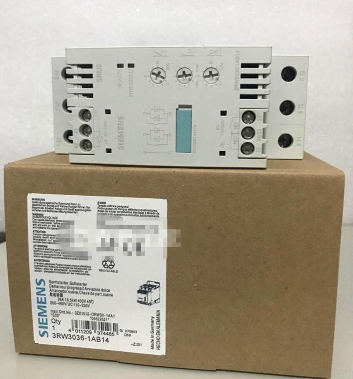 New SIEMENS 3RW3036-1AB14 Soft Starter