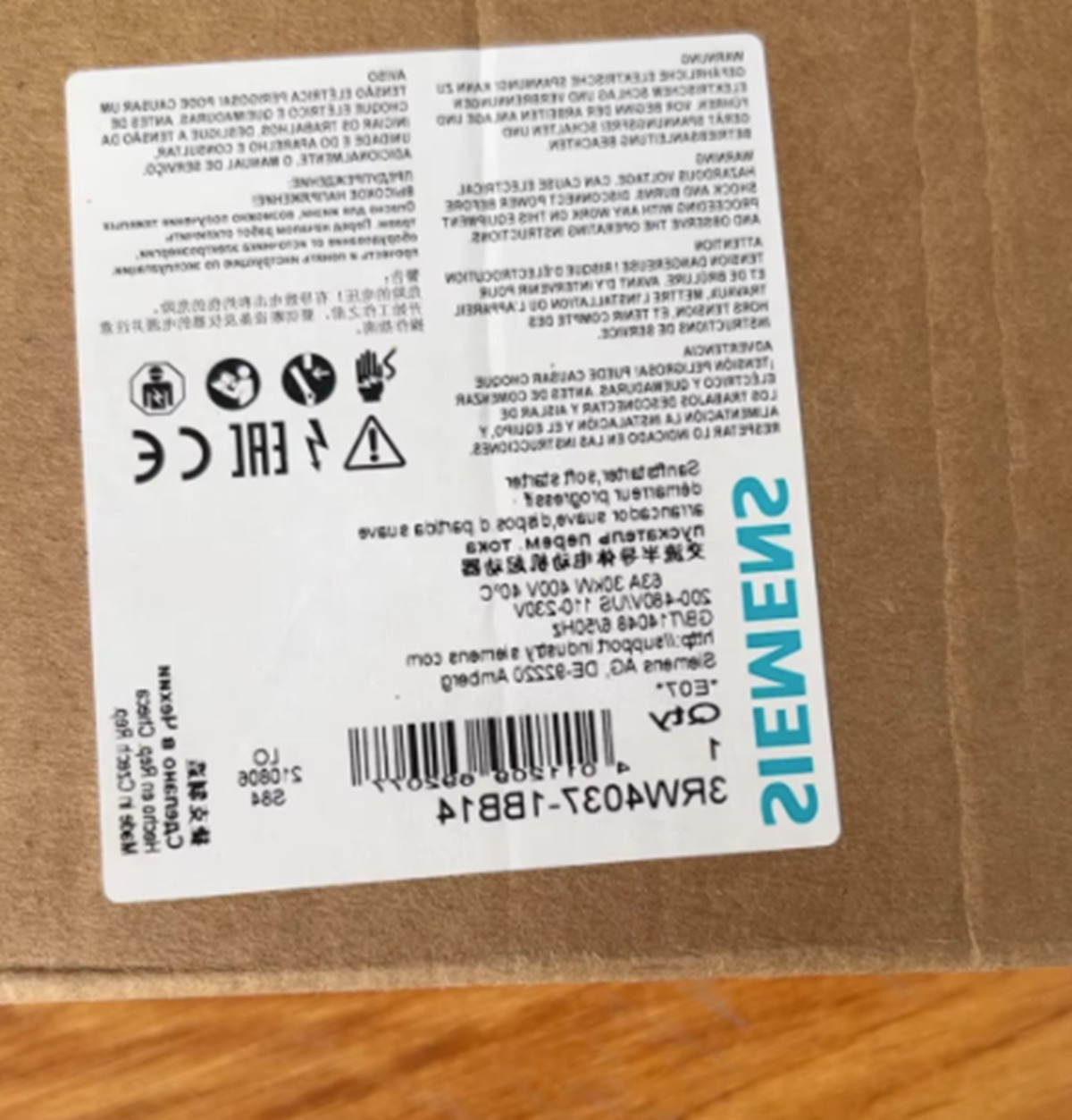 New SIEMENS 3RW4037-1BB14 Soft Starter 30Kw
