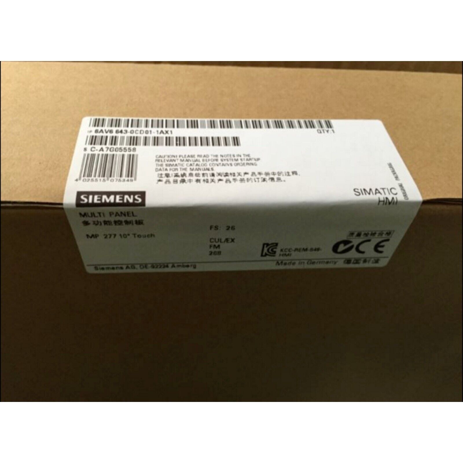 NEW Siemens 6AV6 643-0CD01-1AX0 6AV6643-0CD01-1AX0 SIMATIC MP277 MULTI PANEL