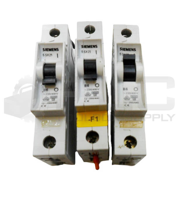 LOT OF 3 SIEMENS 5SX21 B6 CIRCUIT BREAKER 230-400V