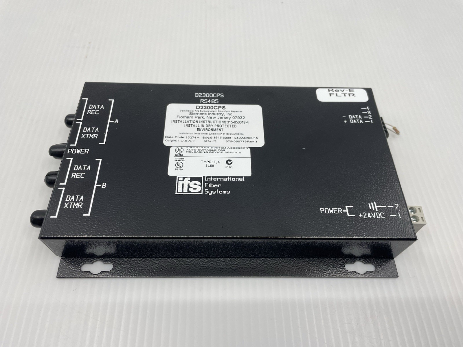 Siemens Security D2300CPS RS485 Multi Mode Fiber Optic Repeater