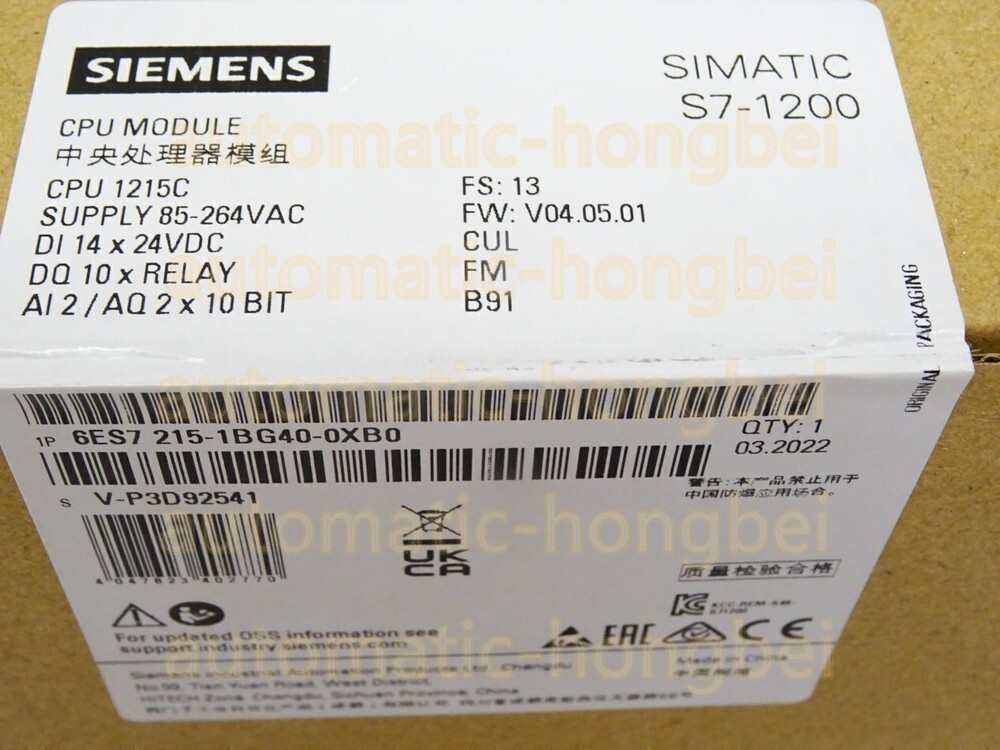 6ES7 215-1BG40-0XB0 SIEMENS PLC 6ES7 215-1BG40-0XB0 Free Tax #HT