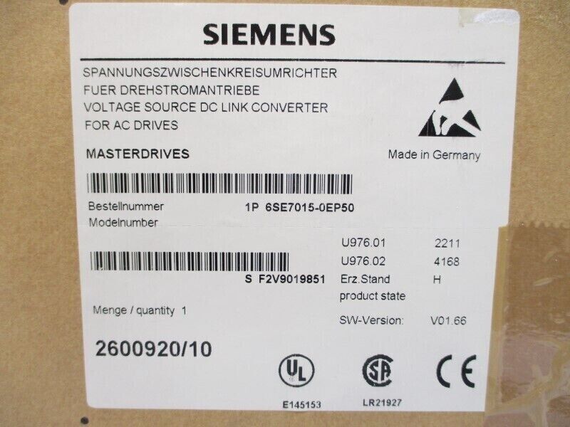 6SE7015-0EP50 New Sealed Siemens Frequency Converter 6SE7015-0EP50