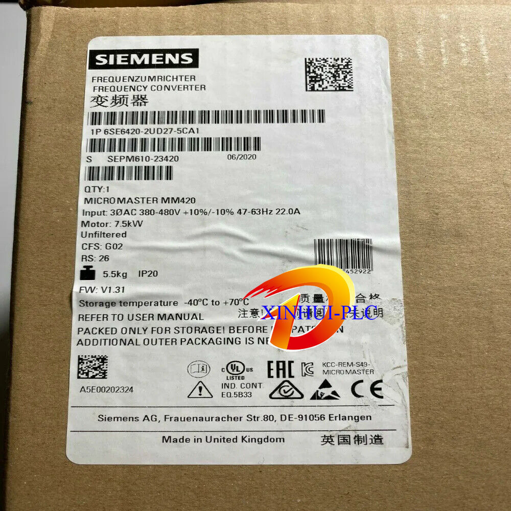New Siemens 6SE6 420-2UD27-5CA1 6SE6420-2UD27-5CA1 MICROMASTER DRIVE in Box