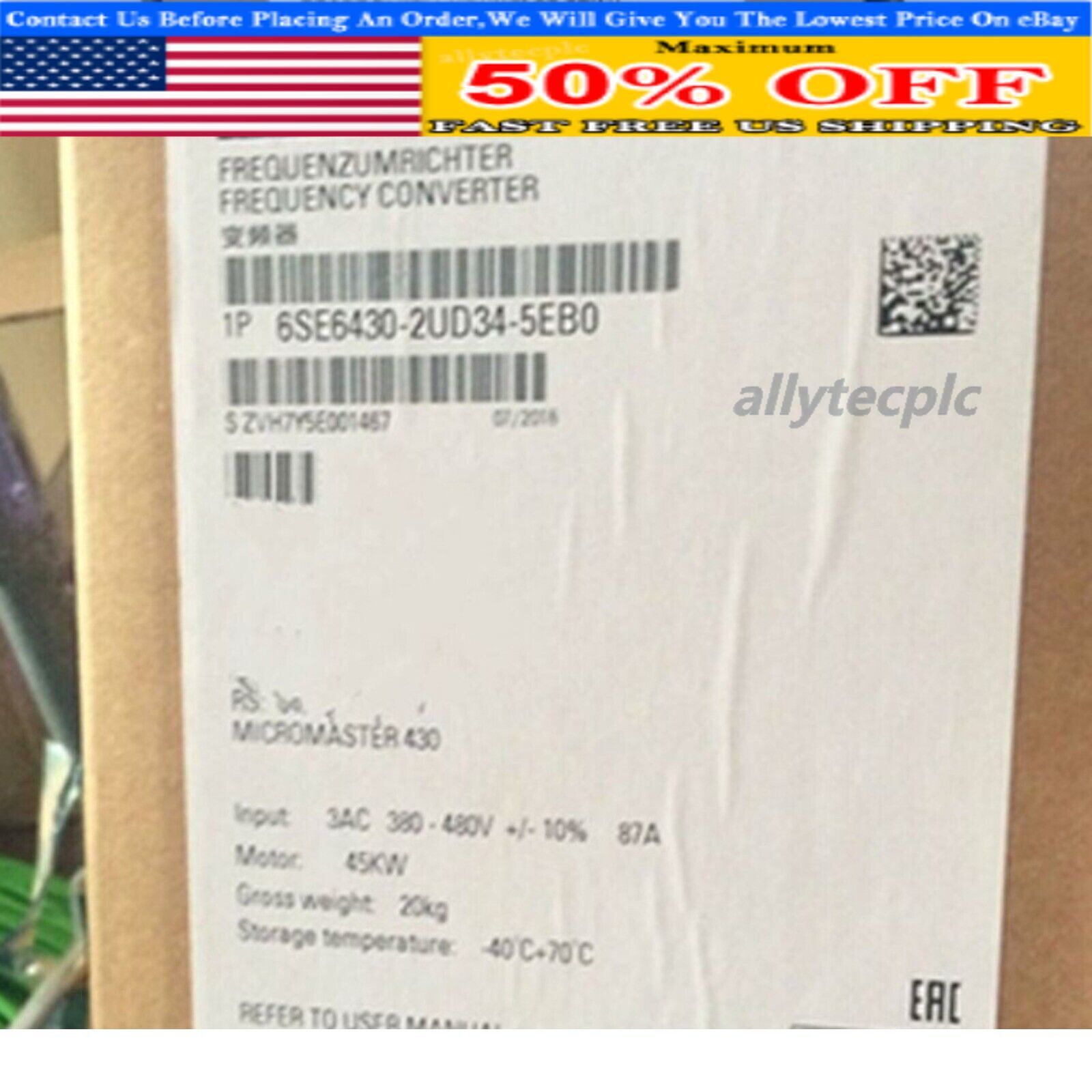 New Siemens 6SE6 430-2UD34-5EB0 6SE6430-2UD34-5EB0 MICROMASTER430 without filter