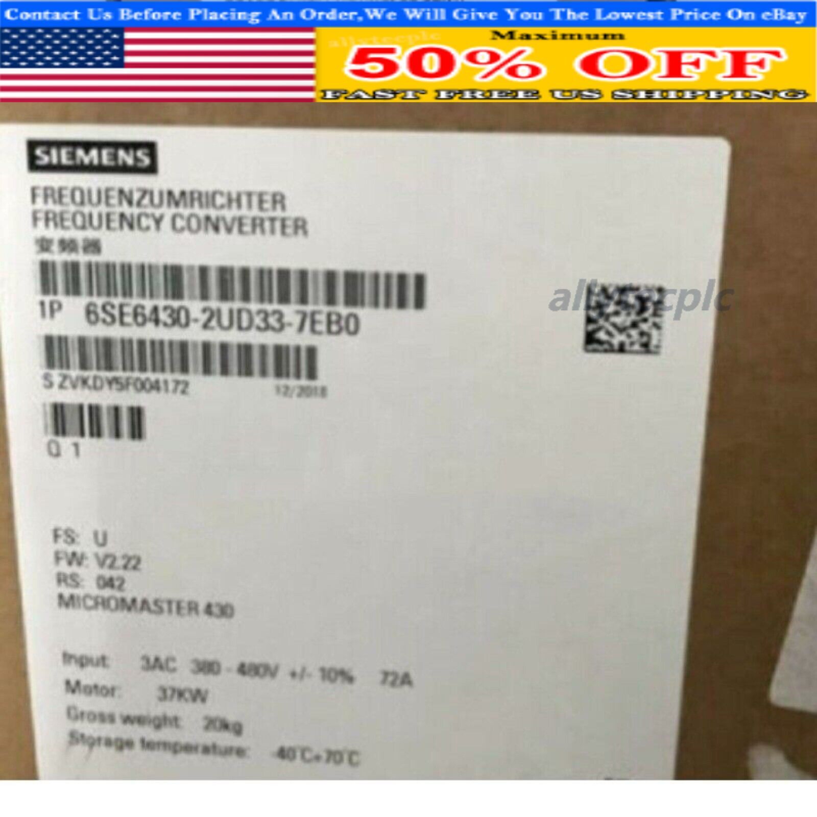 New Siemens 6SE6 430-2UD33-7EB0 6SE6430-2UD33-7EB0 MICROMASTER430 without filter