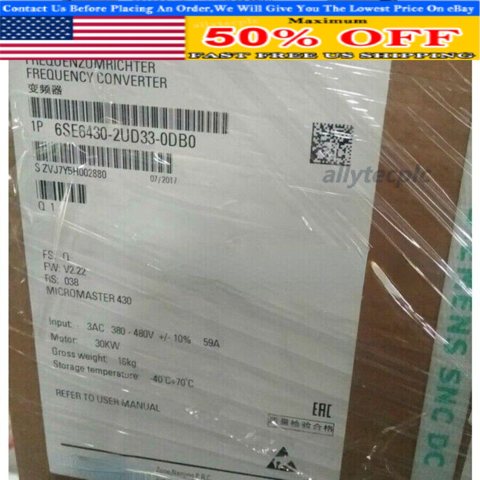 New Siemens 6SE6 430-2UD33-0DB0 6SE6430-2UD33-0DB0 MICROMASTER430 without filter