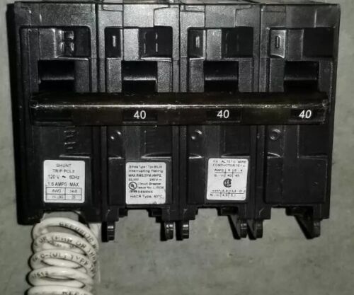 B340H00S01 Circuit Breaker 3 Pole 40 Amp 240 Vac Shunt trip 120V B340H B340 BL