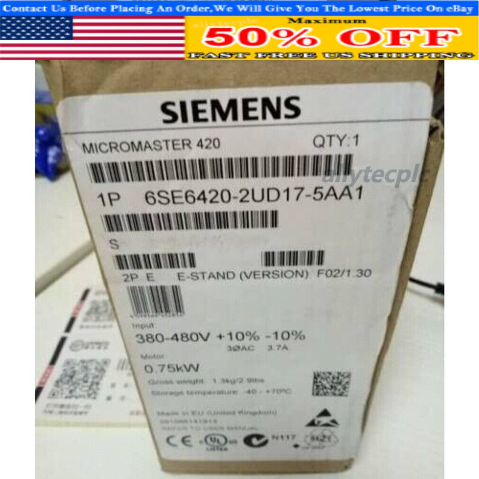 New Siemens 6SE6 420-2UD17-5AA1 6SE6420-2UD17-5AA1 MICROMASTER420 without filter