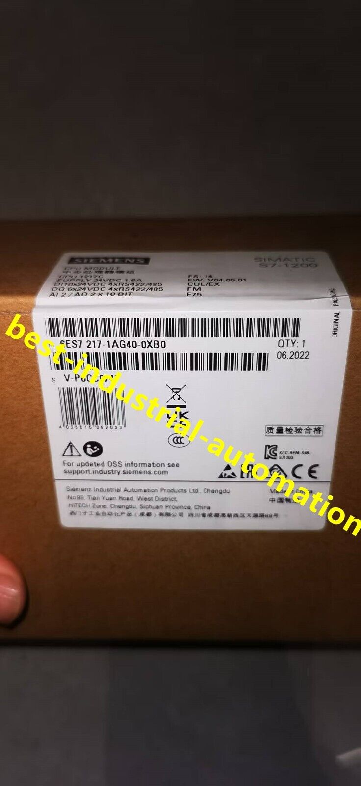 6ES7 217-1AG40-0XB0 siemens CPU 1217C new in stock fast shipping