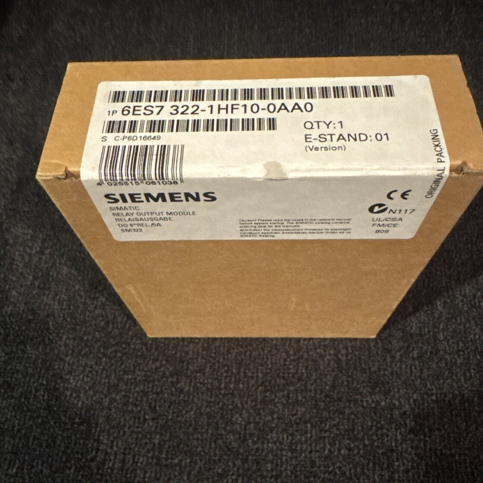 SIEMENS RELAY OUTPUT MODULE 6ES7 322-1HF10-0AA0