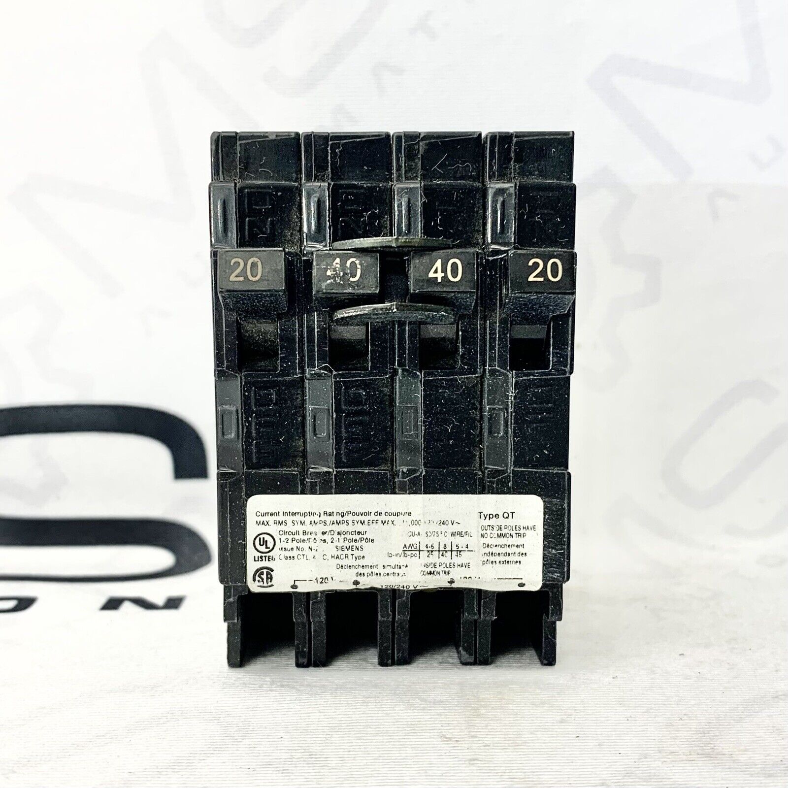 Siemens Q22040CT 20/40 Amp 2 Single Pole 1 Double Pole Circuit Breaker 120/240V