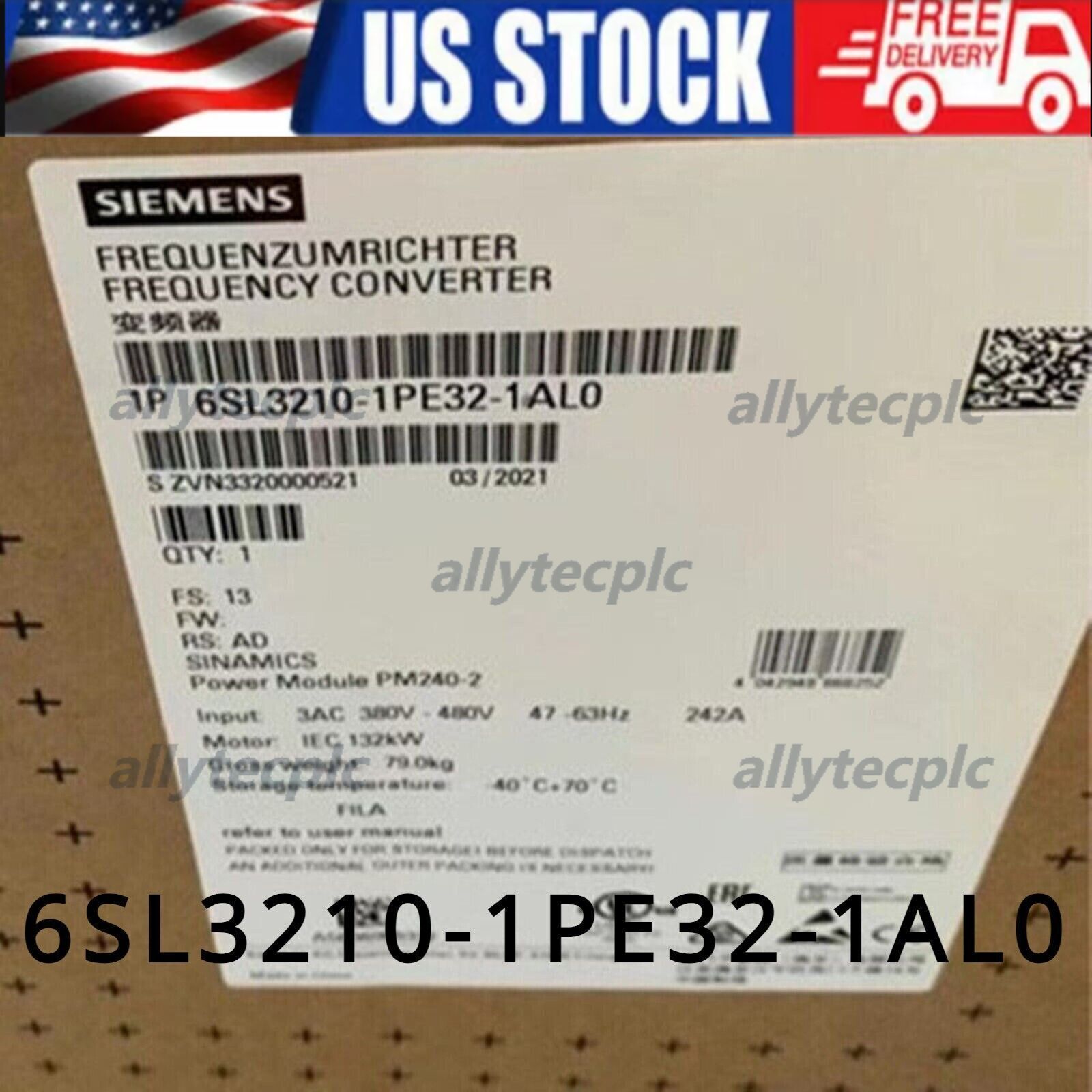 New Siemens 6SL3210-1PE32-1AL0 G120 POWER MODULE PM240-2 6SL3 210-1PE32-1AL0