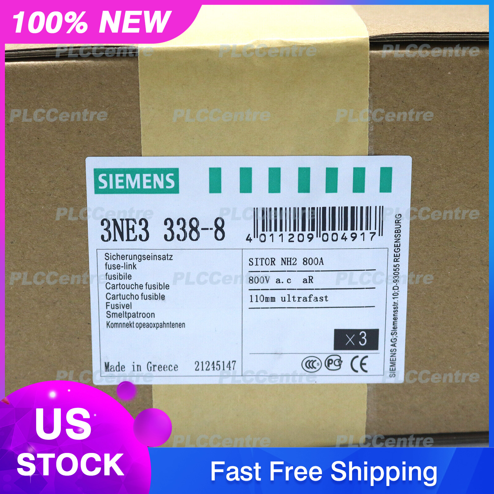 3PCS/Box New SIEMENS 3NE3338-8 3NE3 338-8 800A 800Vac 50KA SPOT STOCK