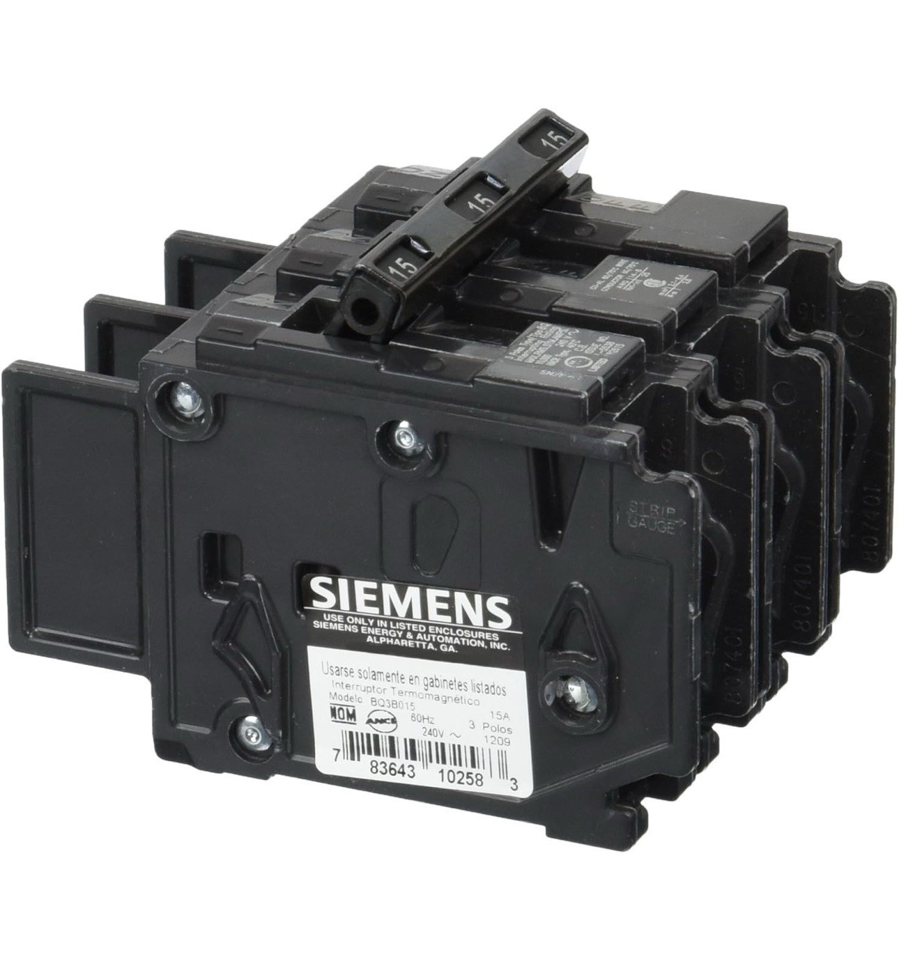 Siemens BQ3B020H 20-Amp Three Pole 240-Volt 22KAIC Lug In/Lug Out Breaker