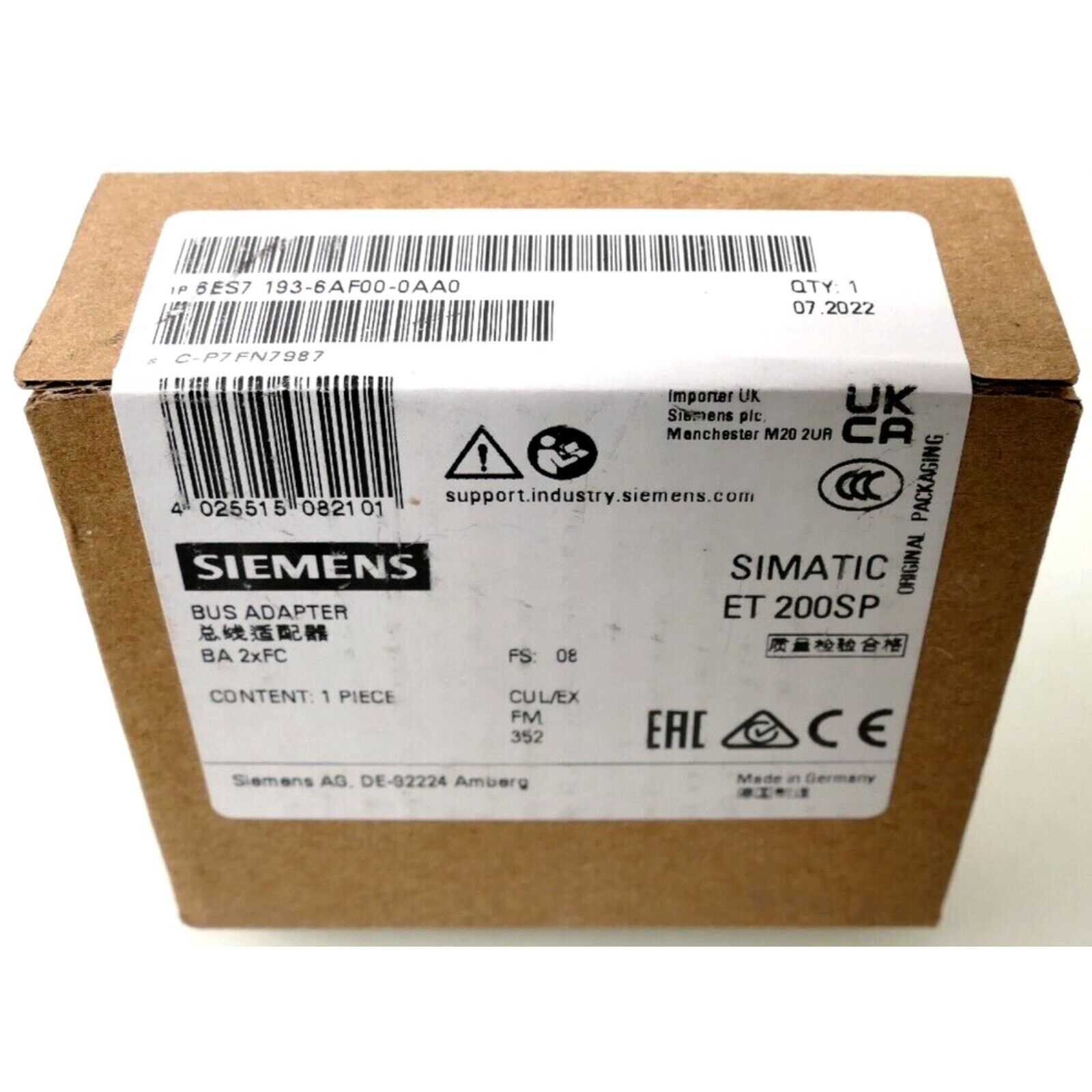 New Siemens 6ES7 193-6AF00-0AA0 6ES7193-6AF00-0AA0 SIMATIC ET 200SP