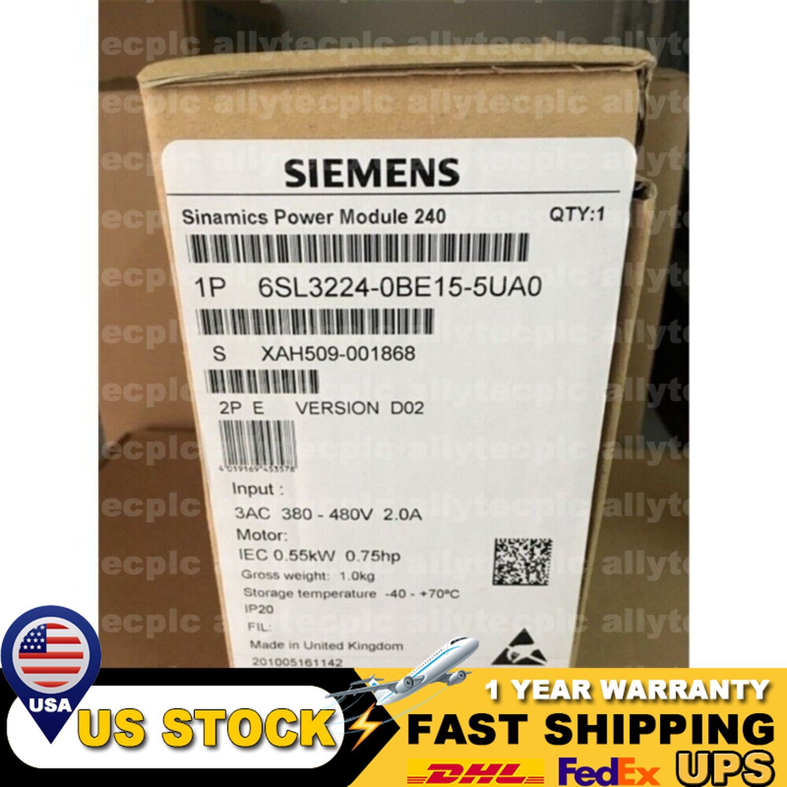 New Siemens 6SL3224-0BE15-5UA0 6SL3 224-0BE15-5UA0 1 Year Warranty Fast Shipping