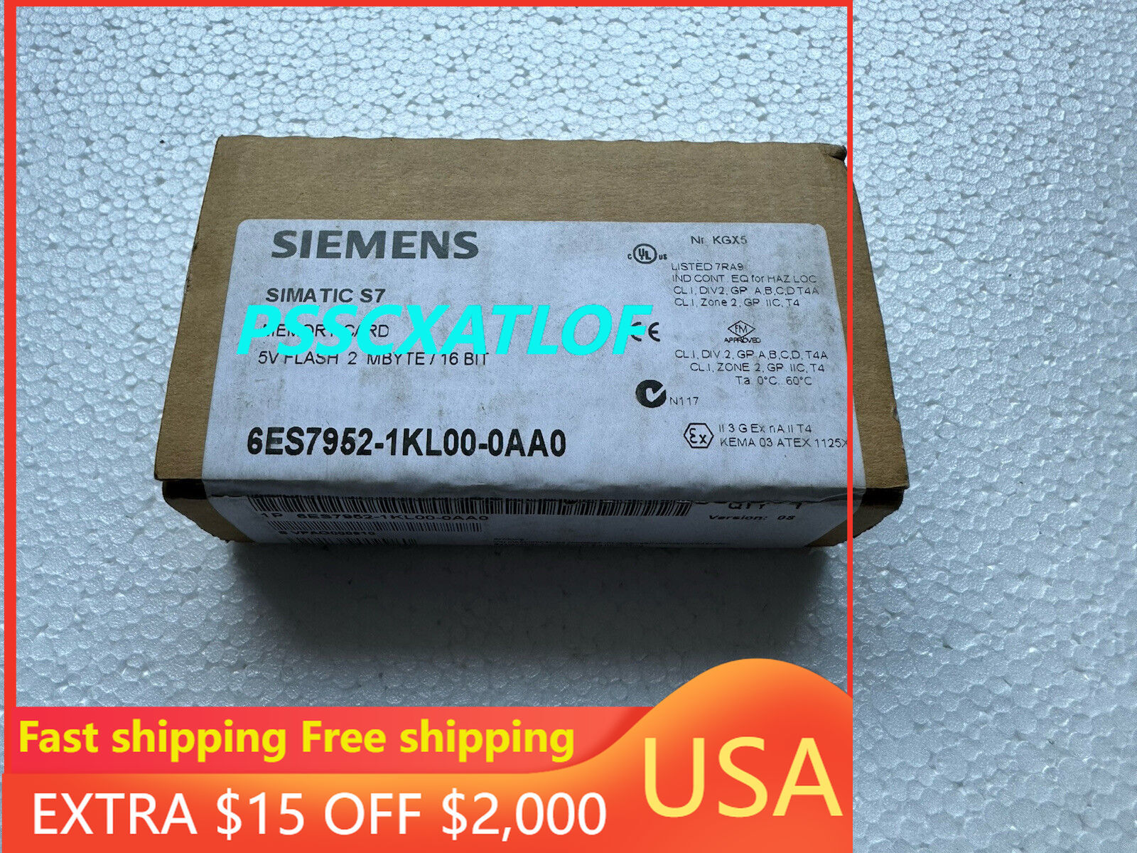 Siemens 6ES7952-1KL00-0AA0 / 6ES7 952-1KL00-0AA0 S7400 2MB MEMORY CARD