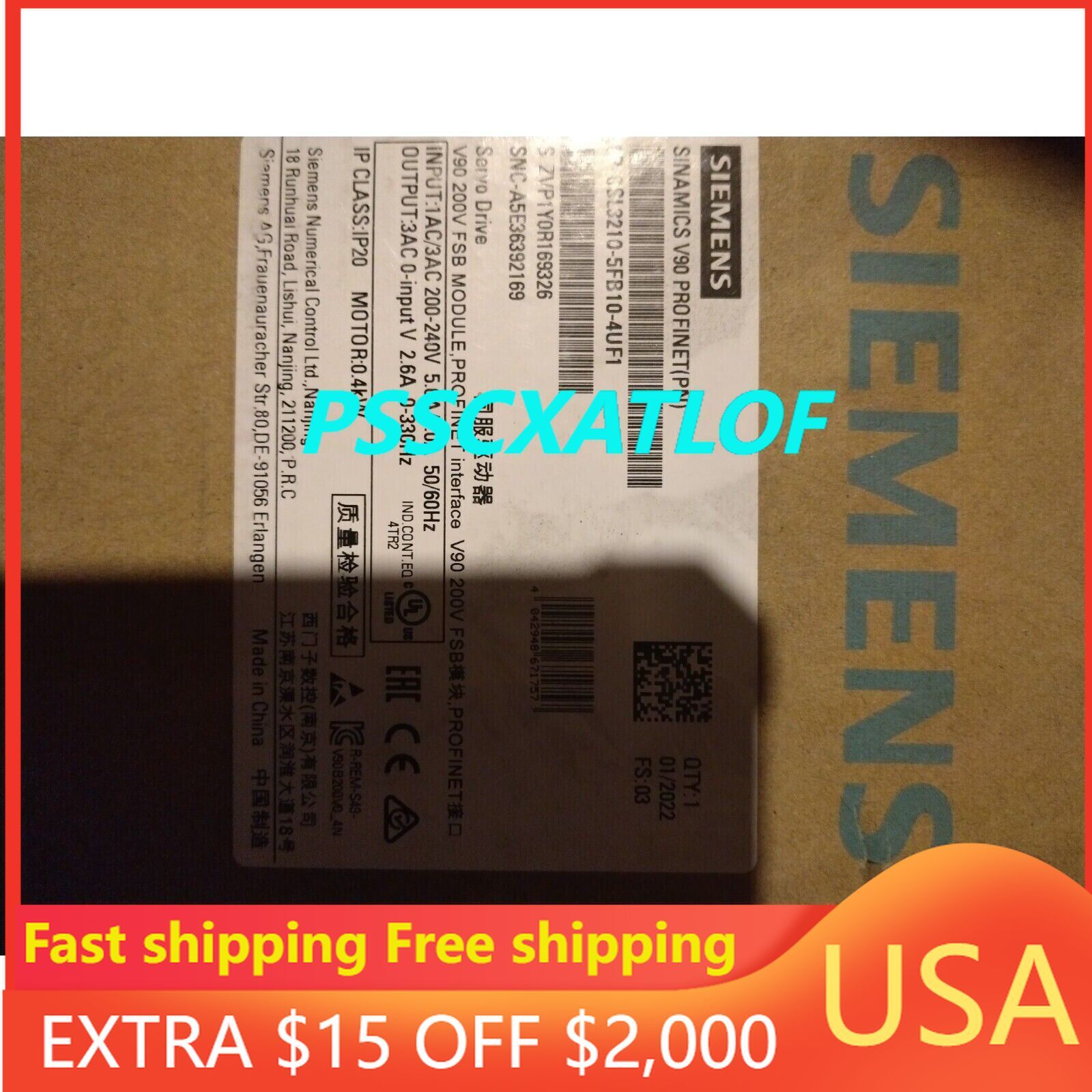 New Siemens 6SL3210-5FB10-4UF1 6SL32105FB104UF1  SINAMICS V90