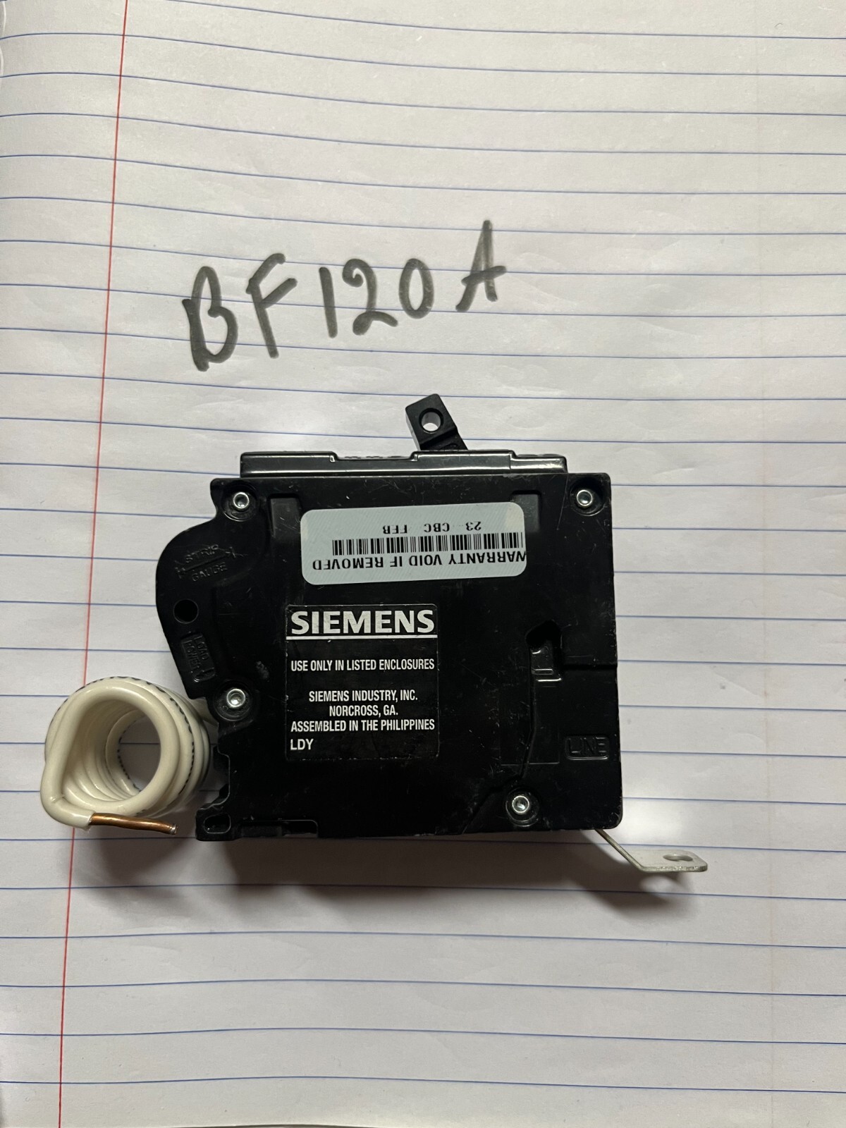 Siemens BA115AFC Bolt-On Circuit Breaker 15A 120V 1P 1PH BA 15 AMP 120 Volt NEW