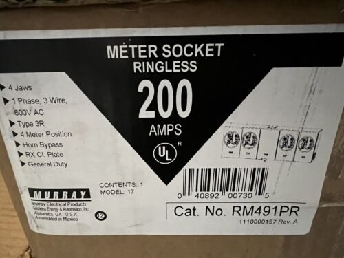 Siemens RM491PR NIB 4G 200A Meter Socket