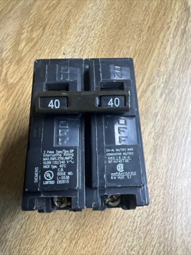 Siemens Q240 40-Amp Double Pole Type QP Circuit Breaker, Black