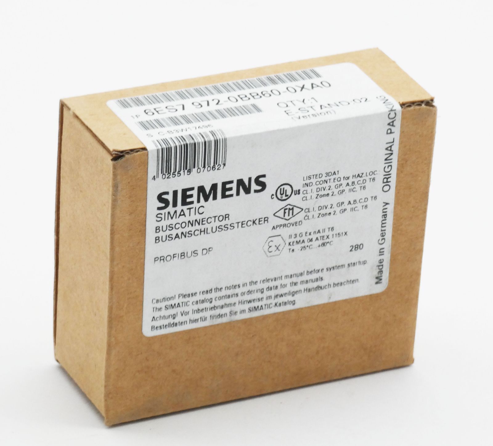 Siemens Simatic 6ES7 972-0BB60-0XA0 E: 02  Busconnector -sealed-