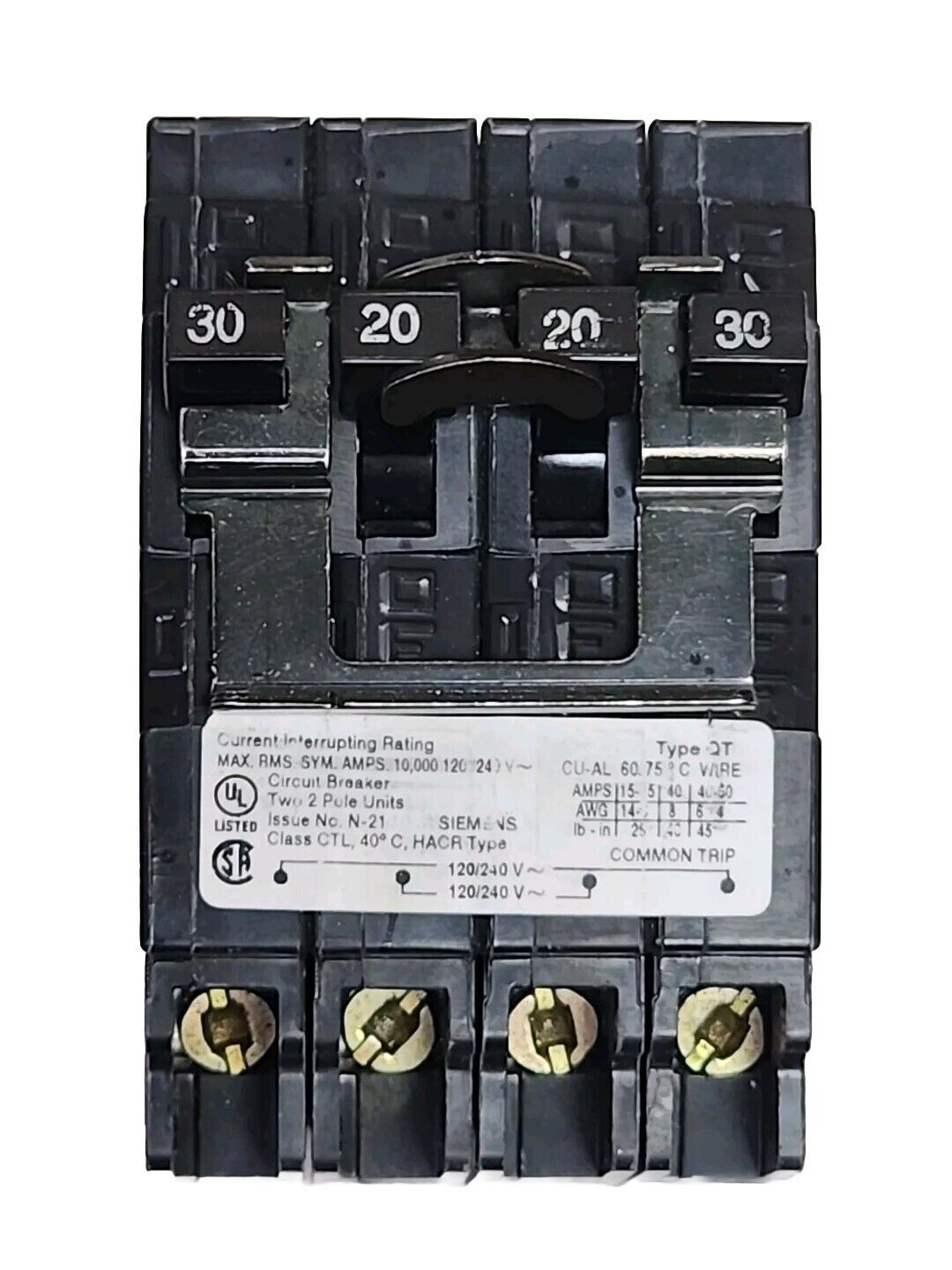 Siemens 30/20/20/30 Quad Breaker Q23020CT2