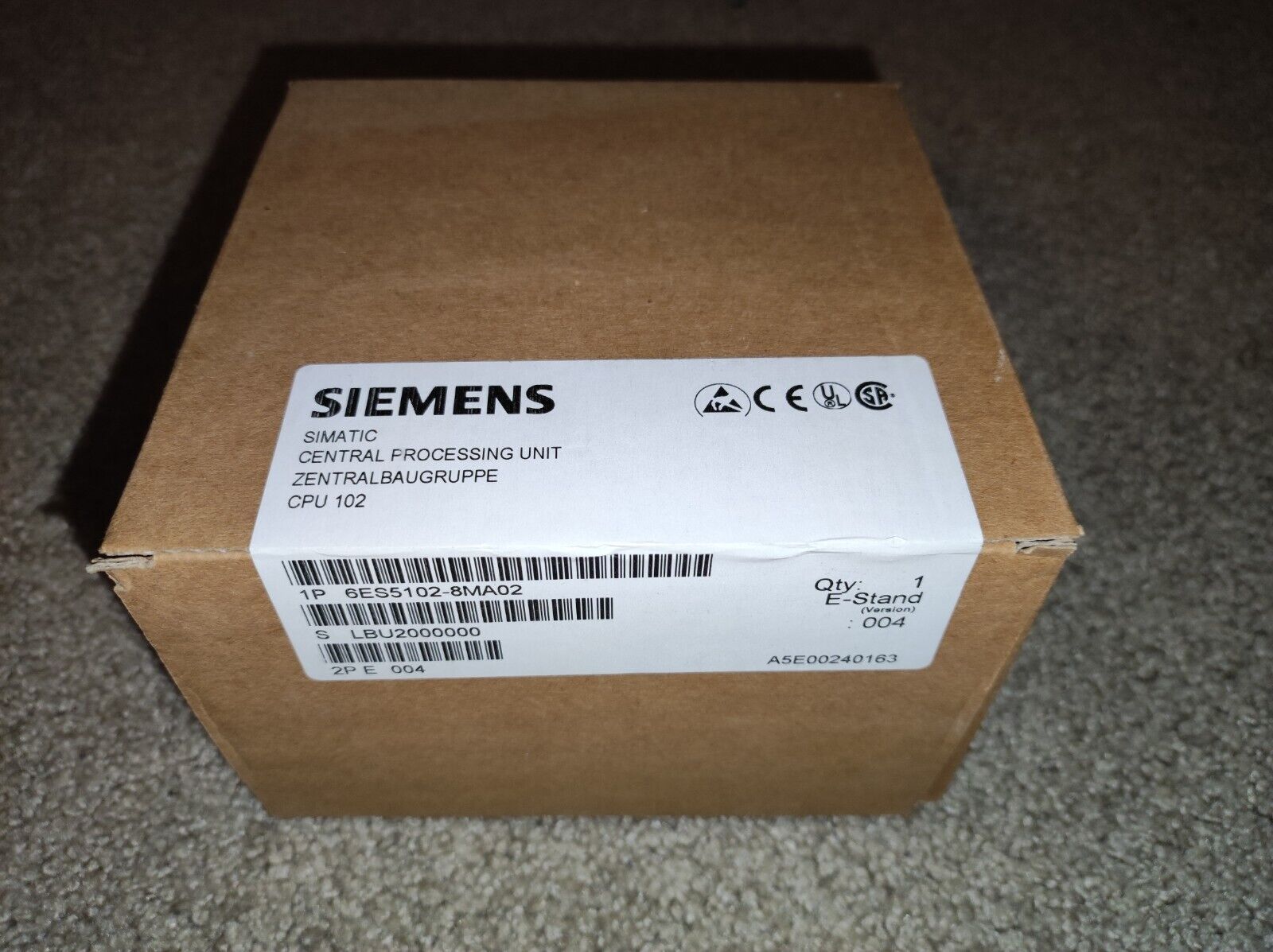Siemens Simatic S5-100U, CPU 102, 6ES5 102-8MA02, E-Stand 04