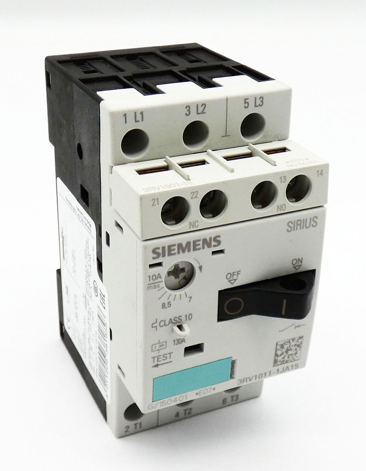 Siemens Sirius 3RV1011-1JA15 E:07 circuit breaker including auxiliary switch -unused-