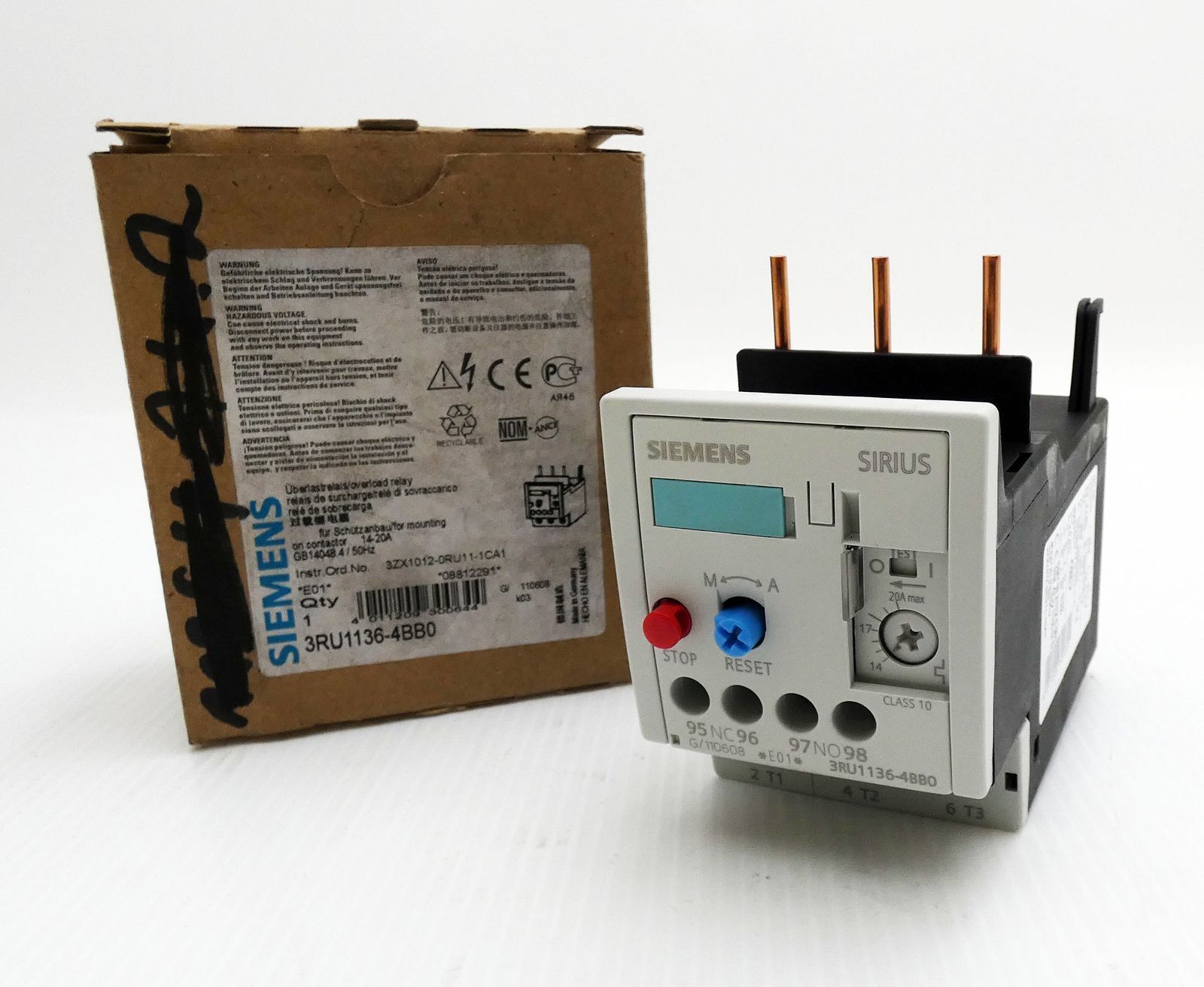 Siemens 3RU1136-4BB0 3RU1 136-4BB0 E:01 Overload Relay -Unused/Original Packaging-