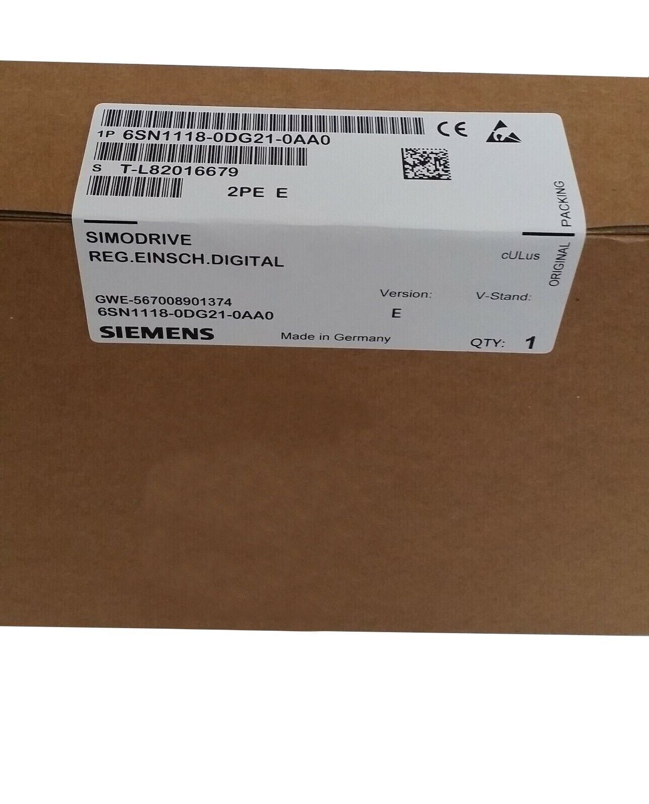 6SN1118-0DG21-0AA0 New SIEMENS SIMODRIVE 611 Digital Control 6SN1118-0DG21-0AA0