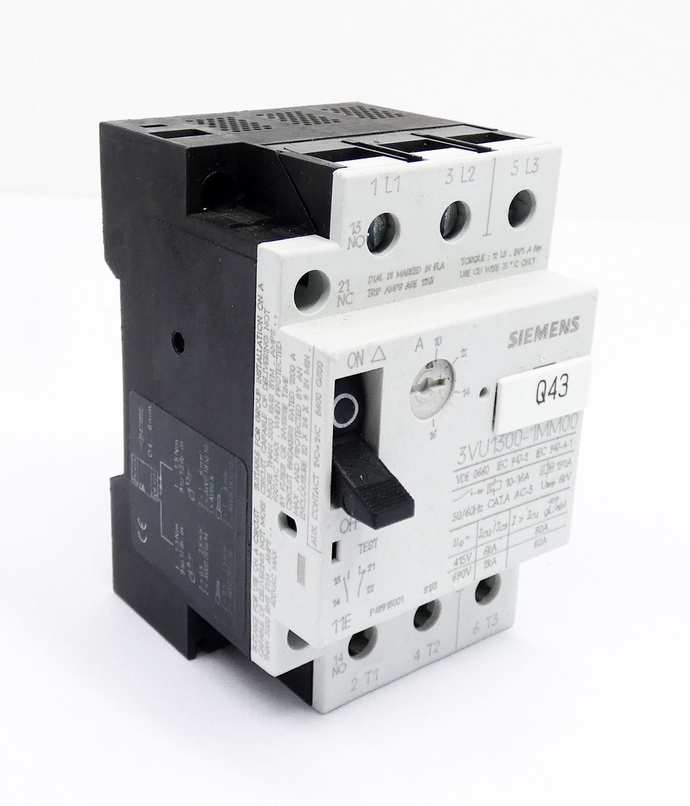 Siemens 3VU1300-1MM00 Motor Circuit Breaker -used-
