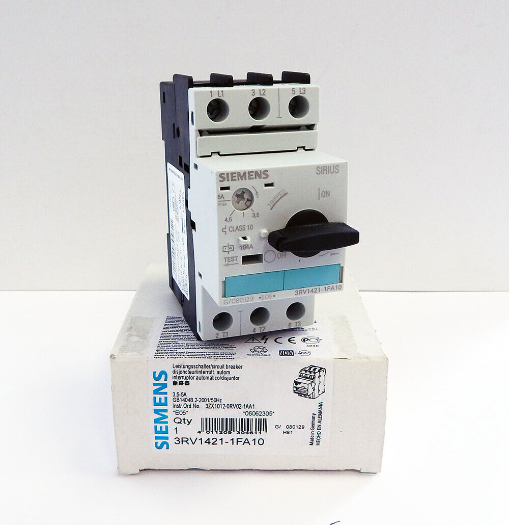Siemens Sirius 3RV1421-1FA10 3RV1 421-1FA10 E:05 Circuit Breaker -Unused/Original Box-