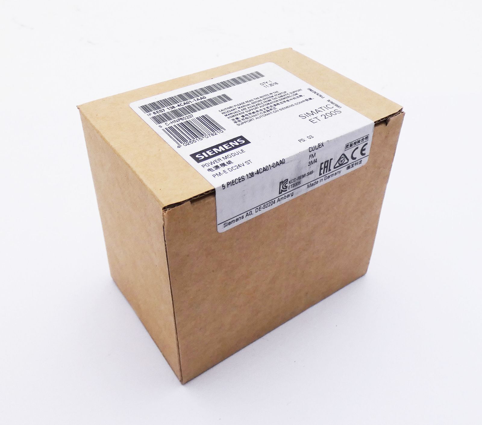 5x Siemens Simatic S7 6ES7 138-4CA01-1AA0 E-Stand: 03 Power Module -sealed-