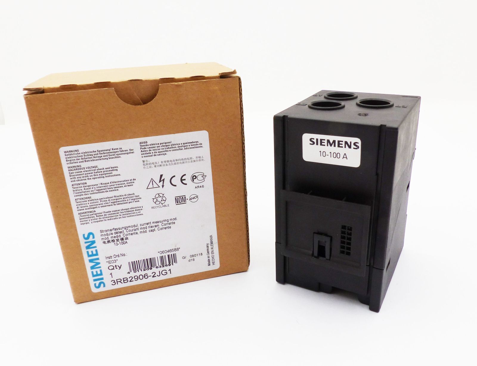 Siemens Sirius 3RB2906-2JG1 Version:03 Current Acquisition Module 10-100A -Unused/Original Box-