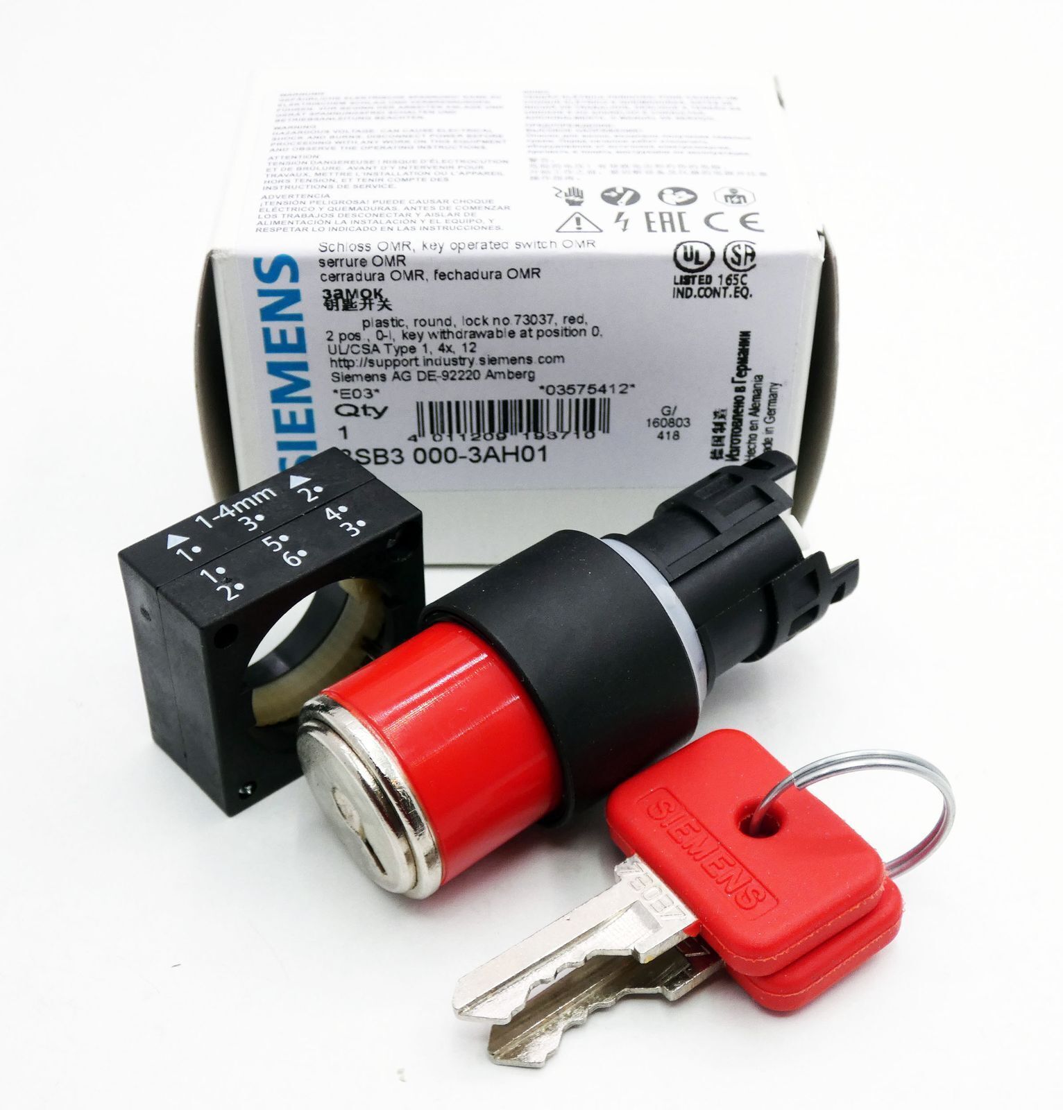 Siemens 3SB3 000-3AH01 E-Stand: 03 Lock -Unused/Original Packaging-