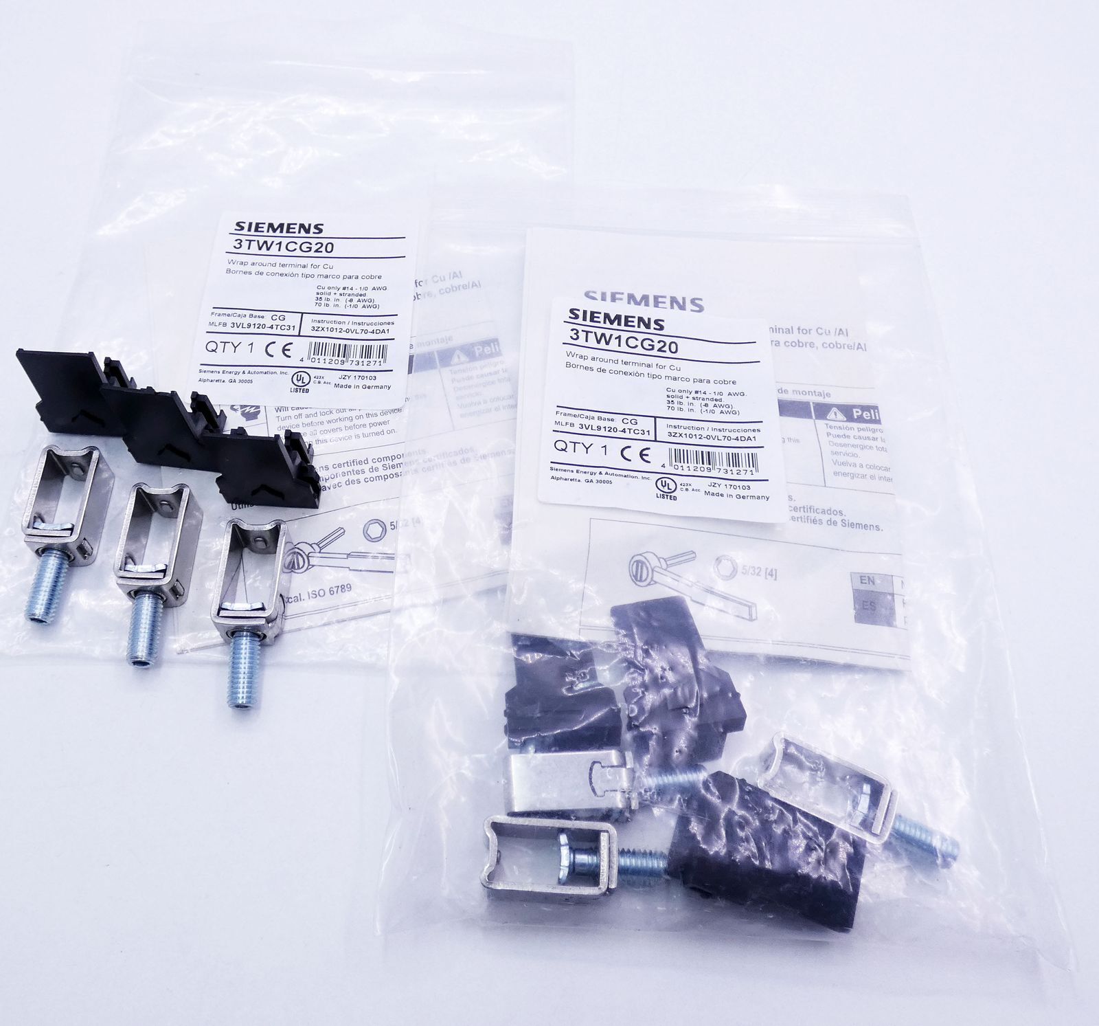 2x Siemens 3TW1CG20 wrap around terminal for CU/terminal set-unused/original packaging-