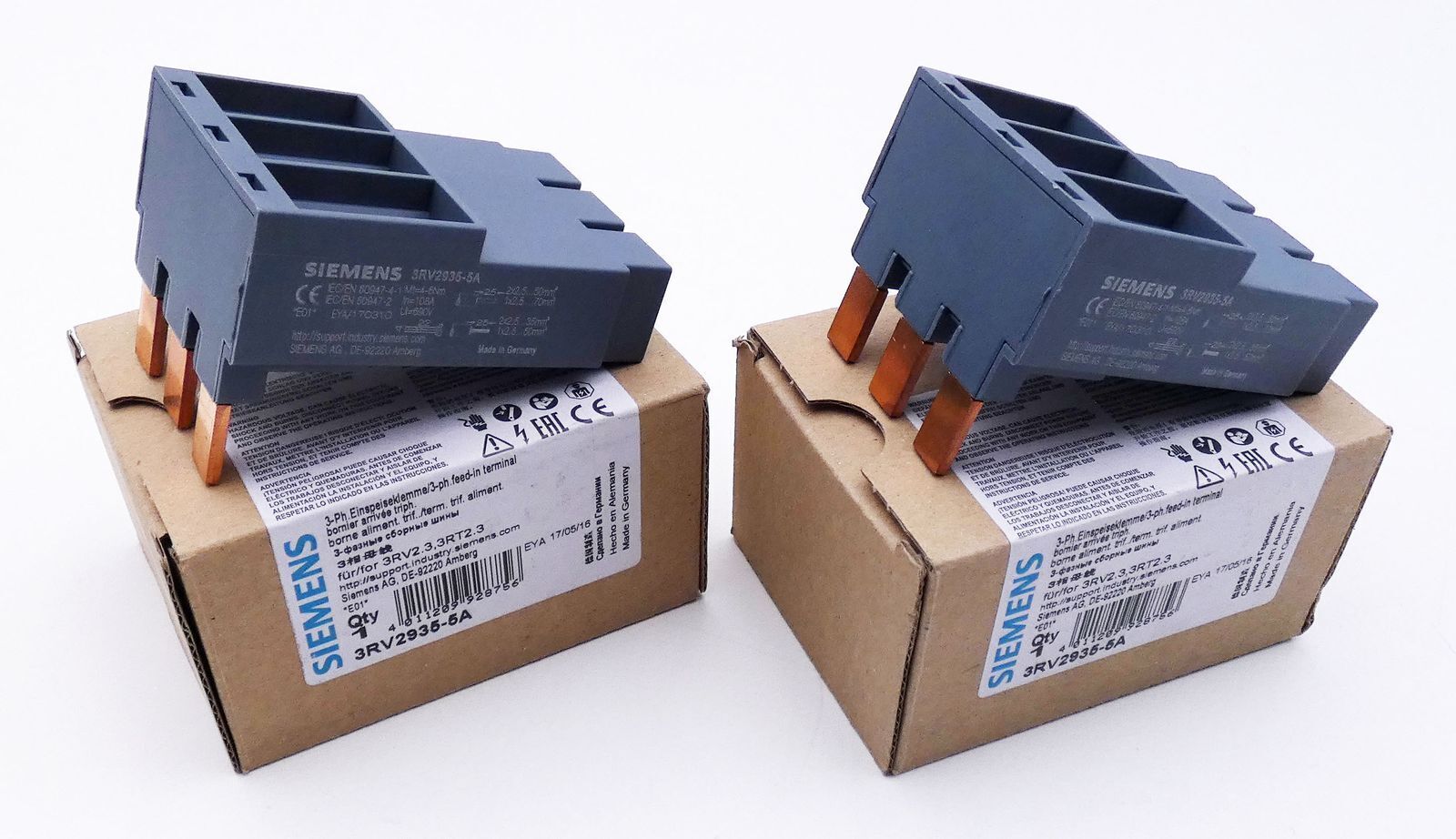2x Siemens 3RV2935-5A E:01 3-Ph. Feed terminal -unused/original packaging-