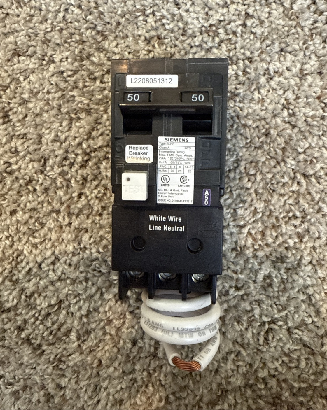 Siemens BF250A  50 Amp Double Pole GFCI Bolt-On Circuit Breaker NEW