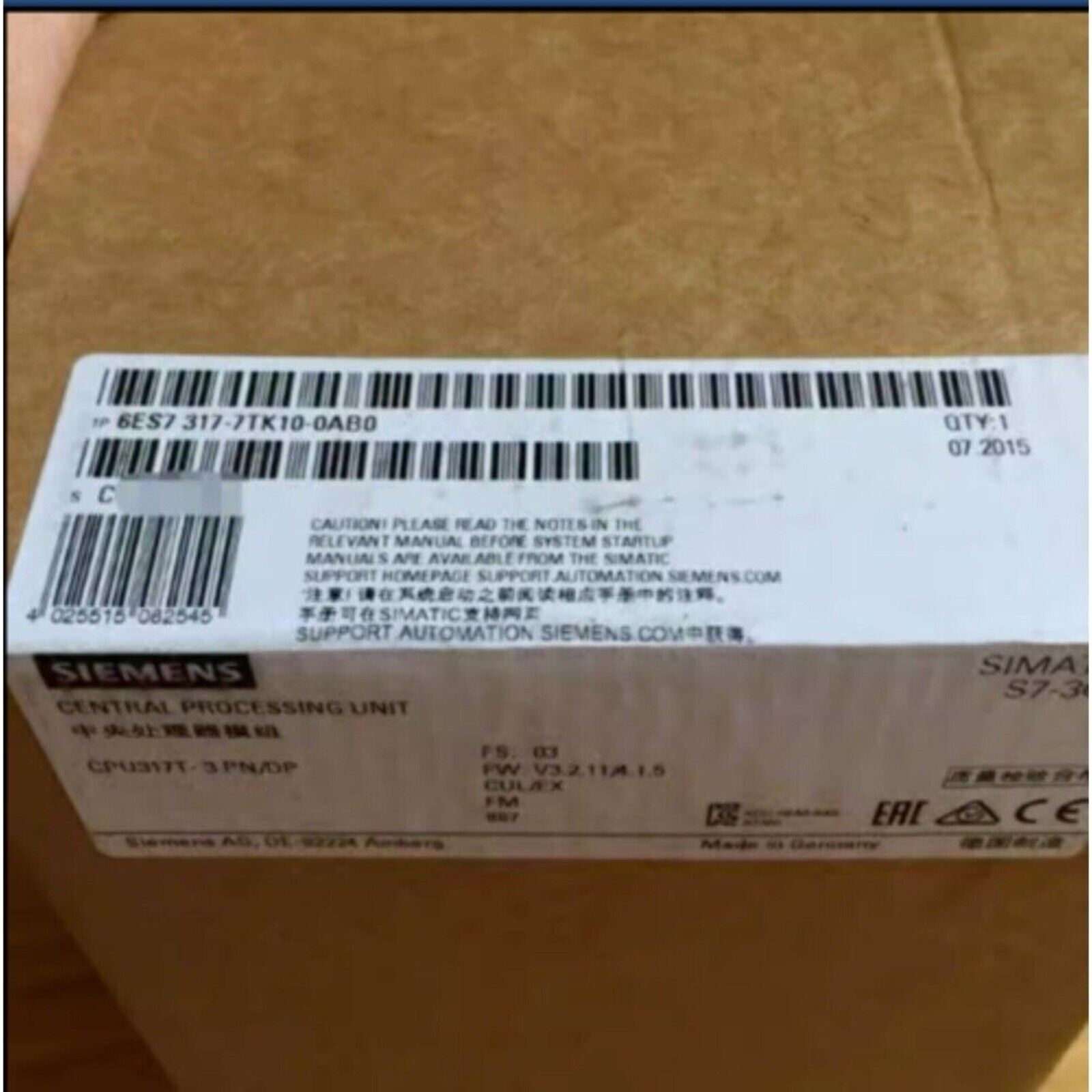 New Siemens 6ES7317-7TK10-0AB0 S7-300 CPU 317T-3 PN/DP 6ES7 317-7TK10-0AB0
