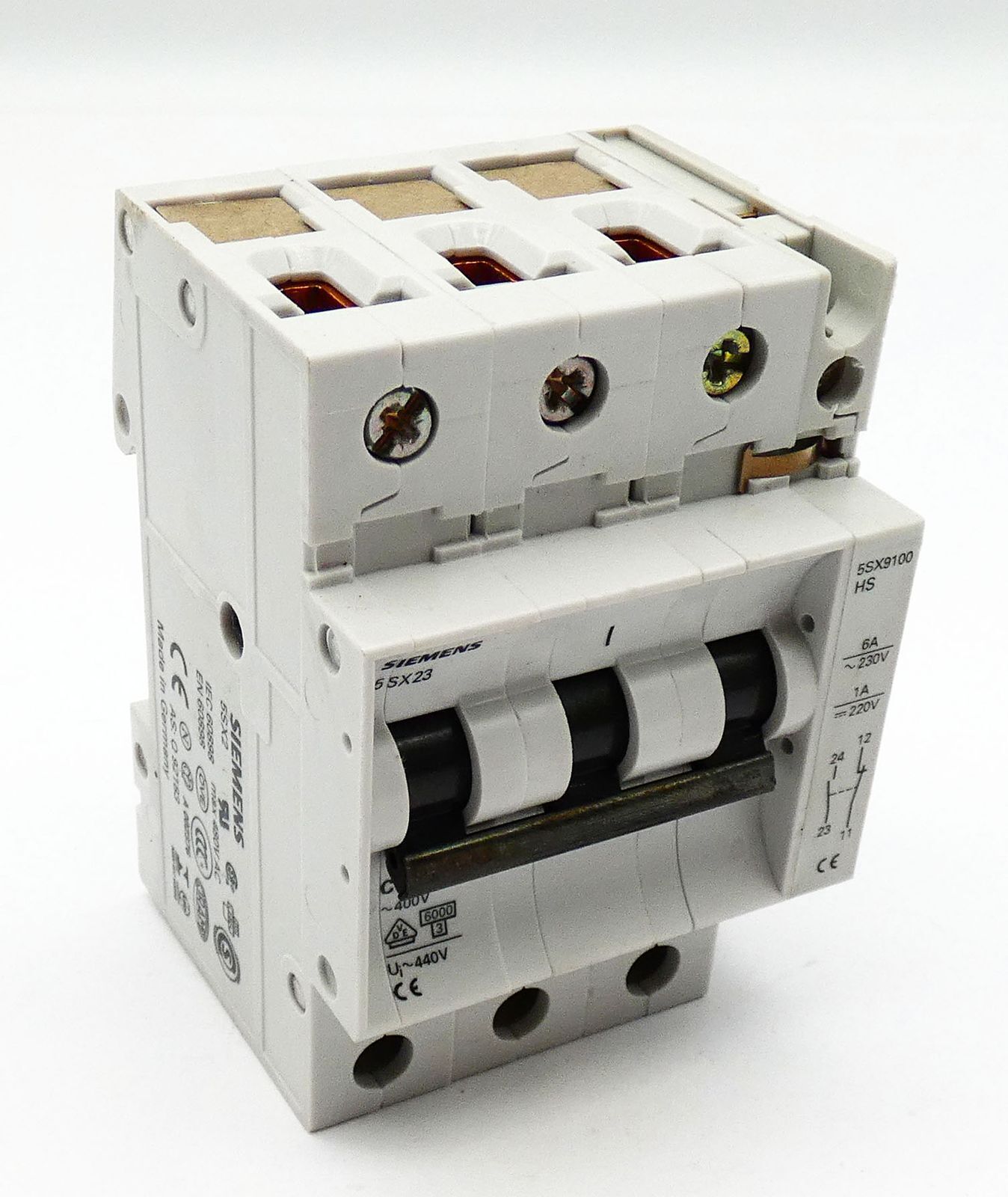 Siemens 5SX23 C20 5SX2 Circuit Breaker + 5SX9100HS Auxiliary Switch -used-