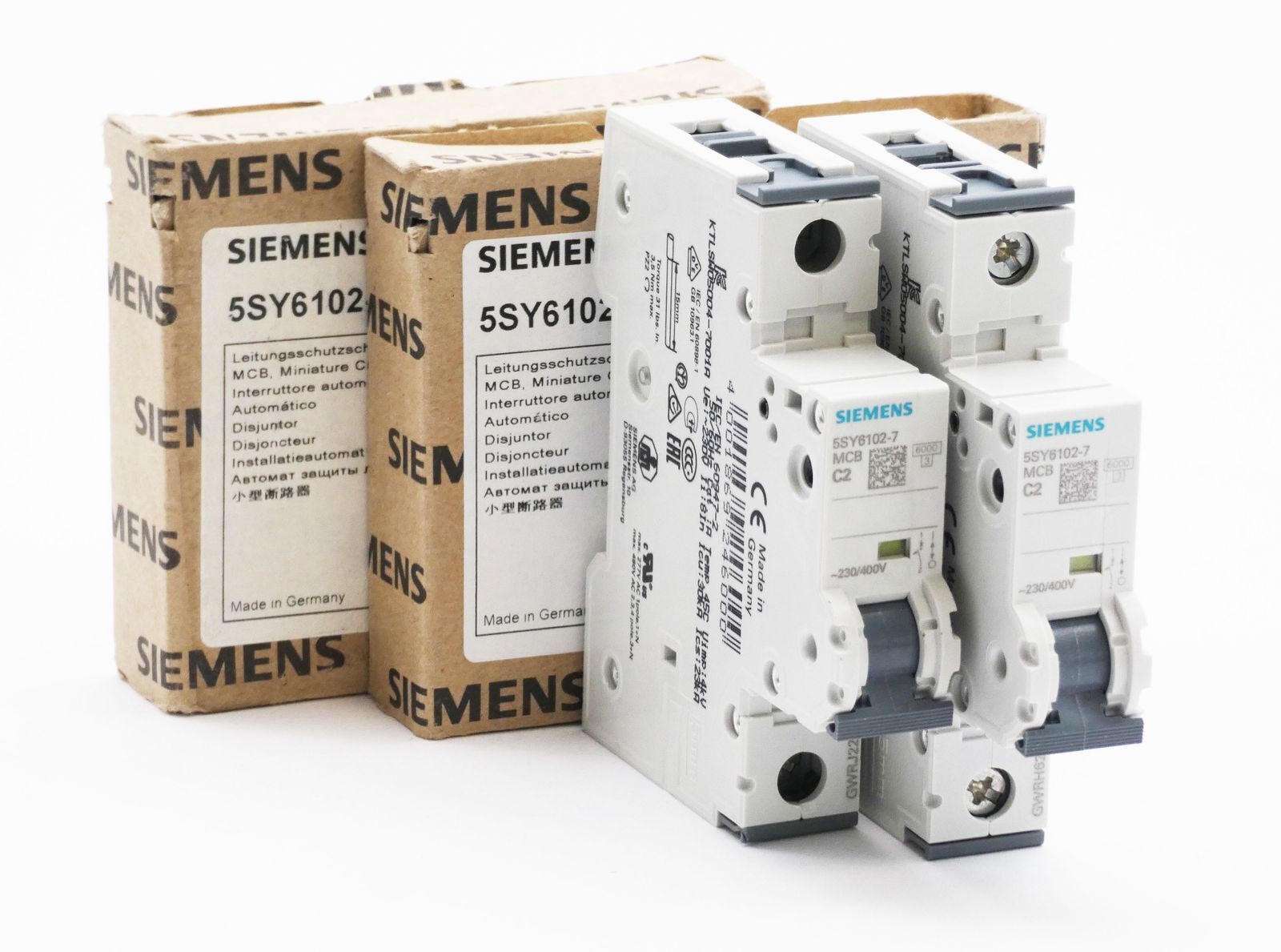 2x Siemens 5SY6102-7 5SY6 102-7 MCB C2 circuit breaker -unused/original packaging-