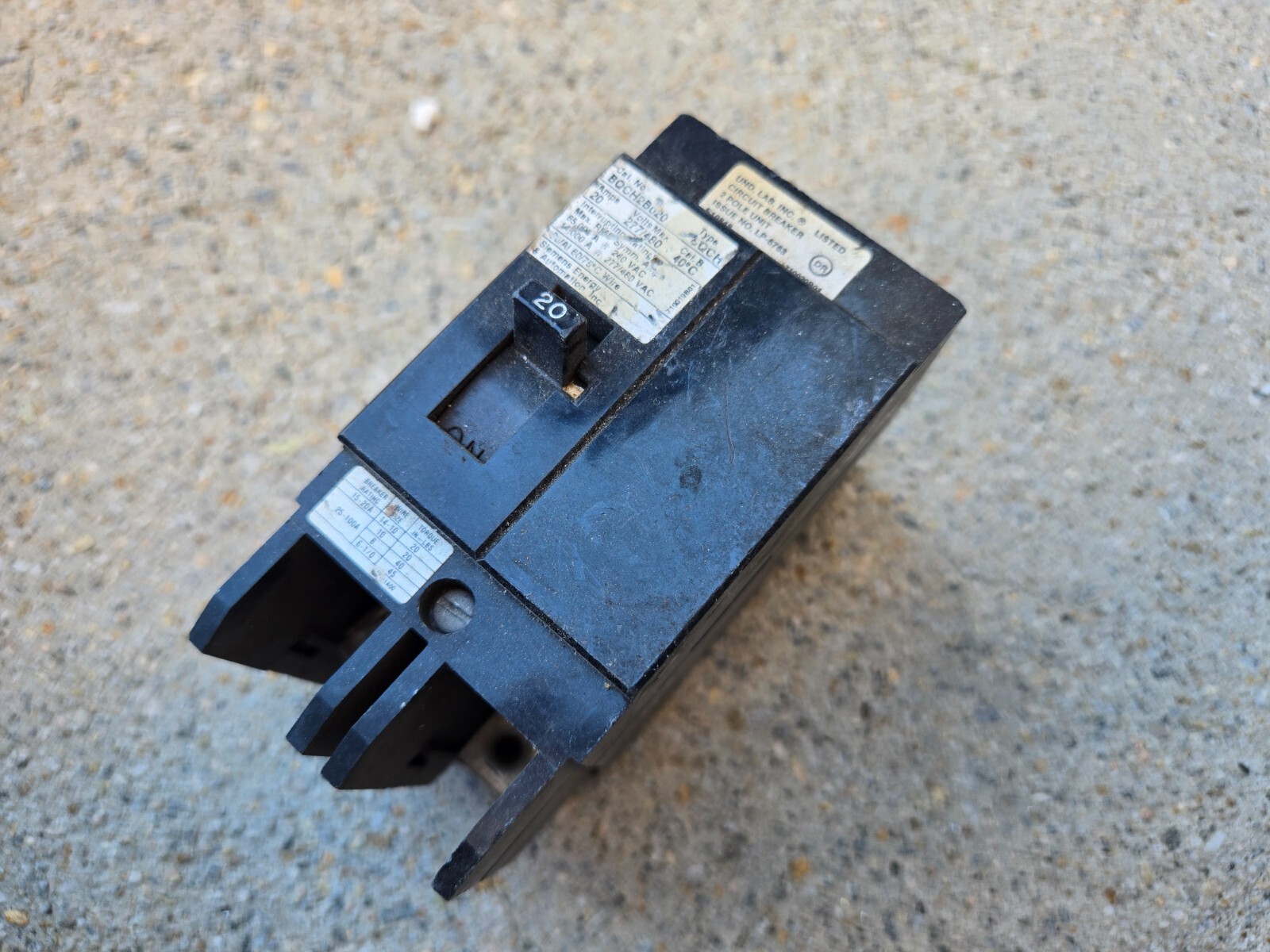 🥇SIEMENS TYPE BQCH CIRCUIT BREAKER ~ BQCH2B020 ~ 20AMP 480VOLT 2POLE 2P