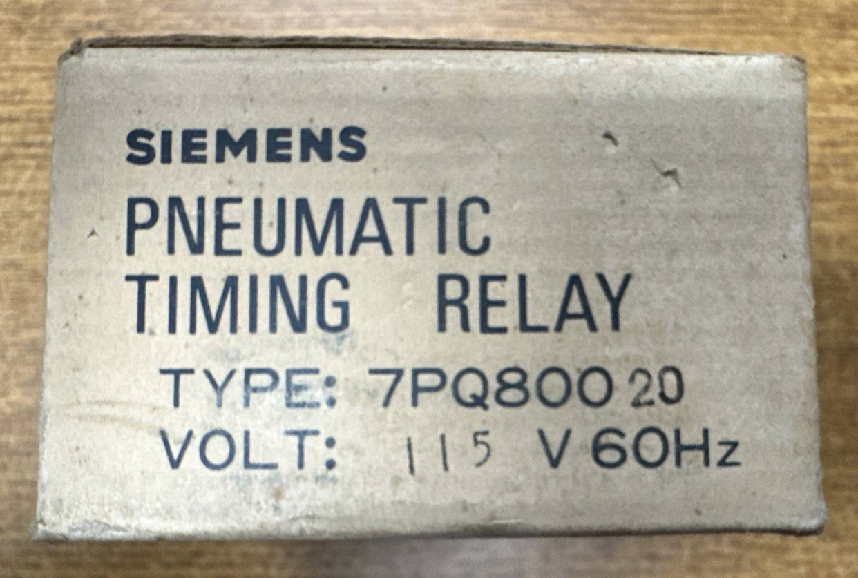SIEMENS 7PQ80020 PNEUMATIC TIMING RELAY 0.2-60SEC 115VAC **NEW IN BOX**