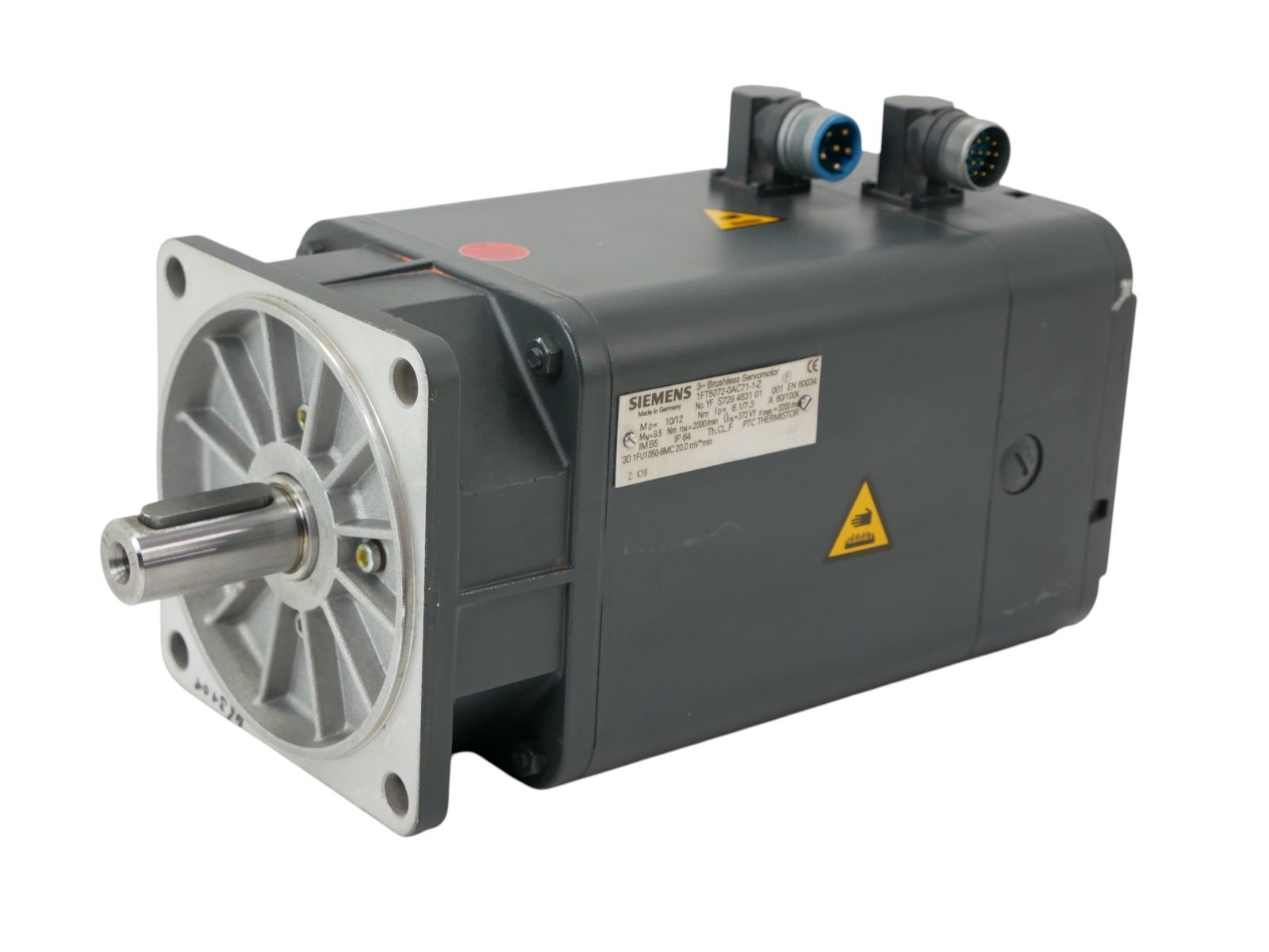 Siemens 1FT5072-0AC71-1-Z Z:K18 Servo Motor 372V 3200rpm Max -Unused-