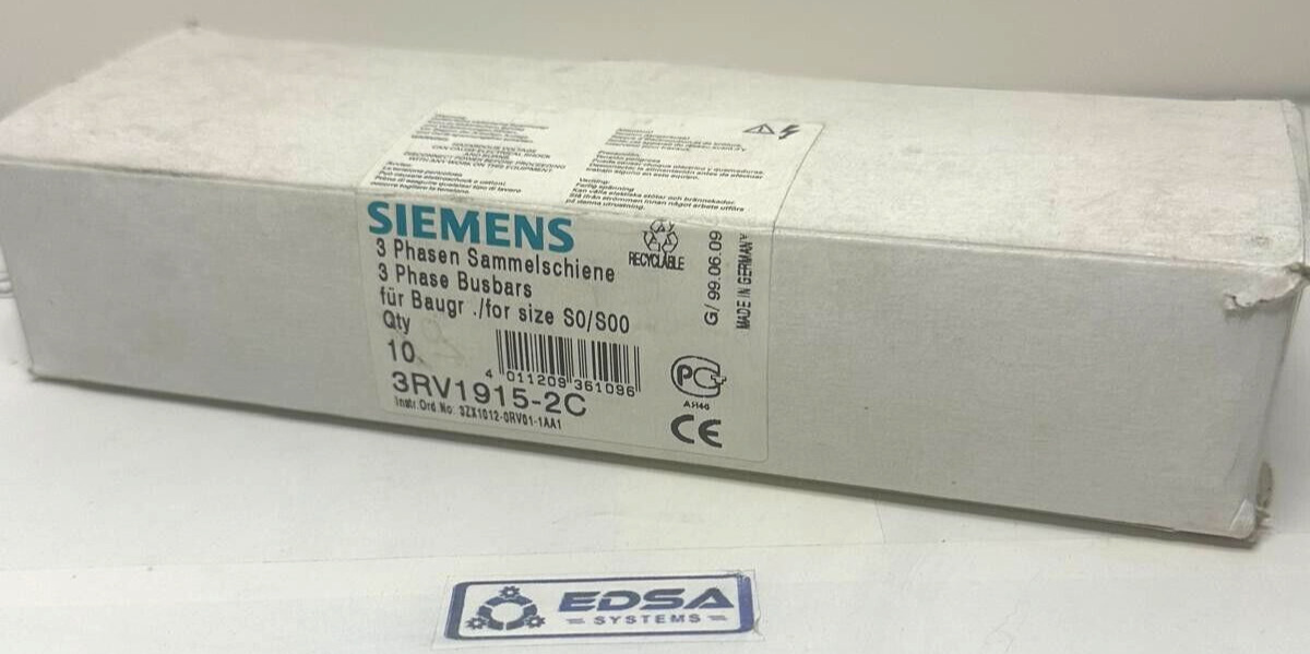 Siemens 3 Phase Busbar 3RV1 915-2C | 3RV1915-2C 10pc Pack.