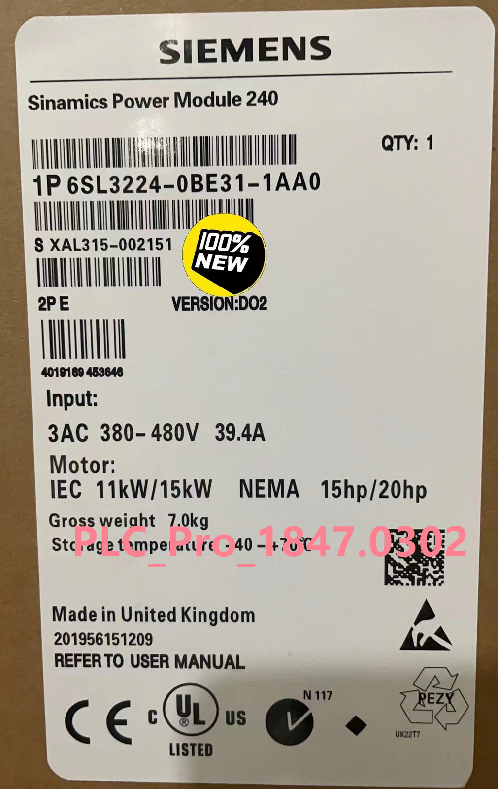 6SL3224-0BE31-1AA0 1PCS Brand New Siemens 6SL3 224-0BE31-1AA0 Fast delivery