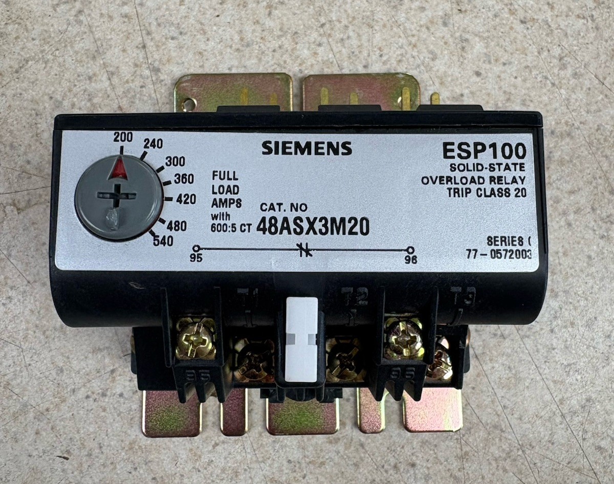 SIEMENS 48ASX3M20 SER. C 600VAC 200-540A ESP100 Solid State Overload Relay *NOB*