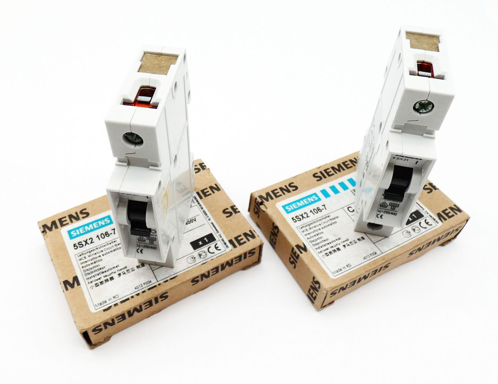 2x Siemens 5SX2 106-7 5SX2106-7 C6 230/400V circuit breaker -unused/original packaging-